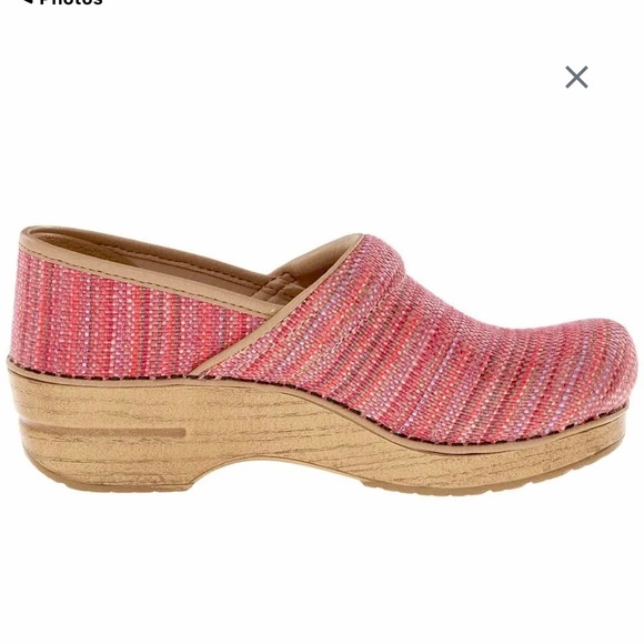 DANSKO PROFESSIONAL RED/PINK TEXTURED MULTICOLOR FABRIC CLOG Sz 6US/ 36EU - Picture 3 of 15